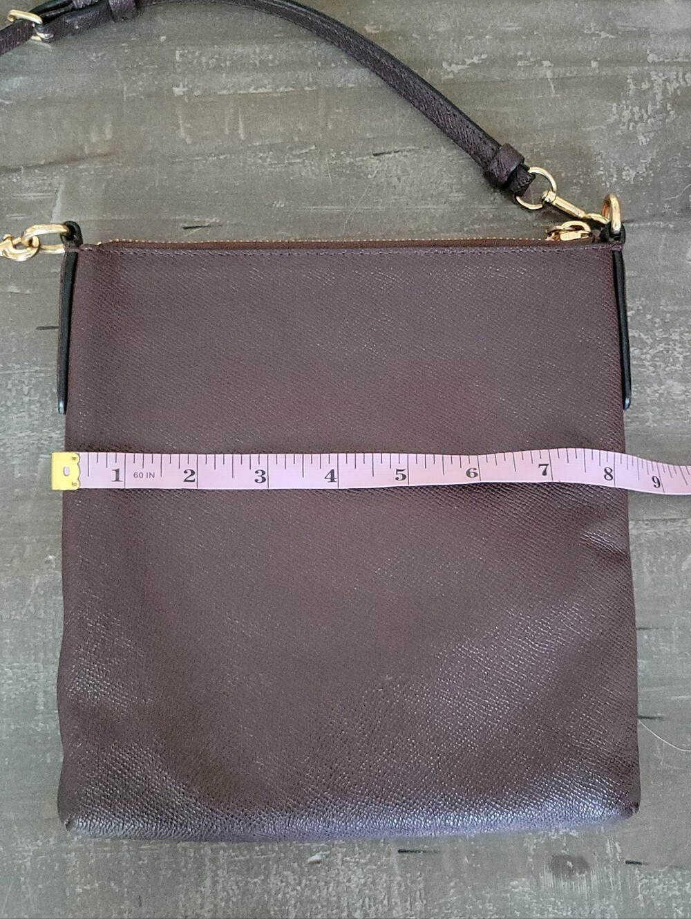 Coach Kitt Messenger Crossbody in oxblood brown crossgrain leather. - Picture 5 of 16